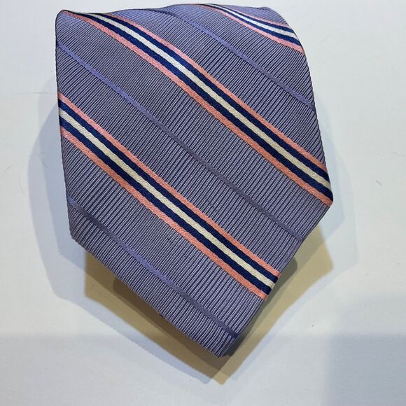 FACONNABLE Men's 61” Silk/Cotton Necktie FRANCE Design STRIPED Pink /Blue/Purple - Picture 1 of 8